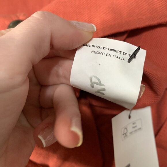 Valentino Roma Authentic Solid Red Orange Linen Lace Up Blazer Jacket 40 4 Small - Picture 8 of 9